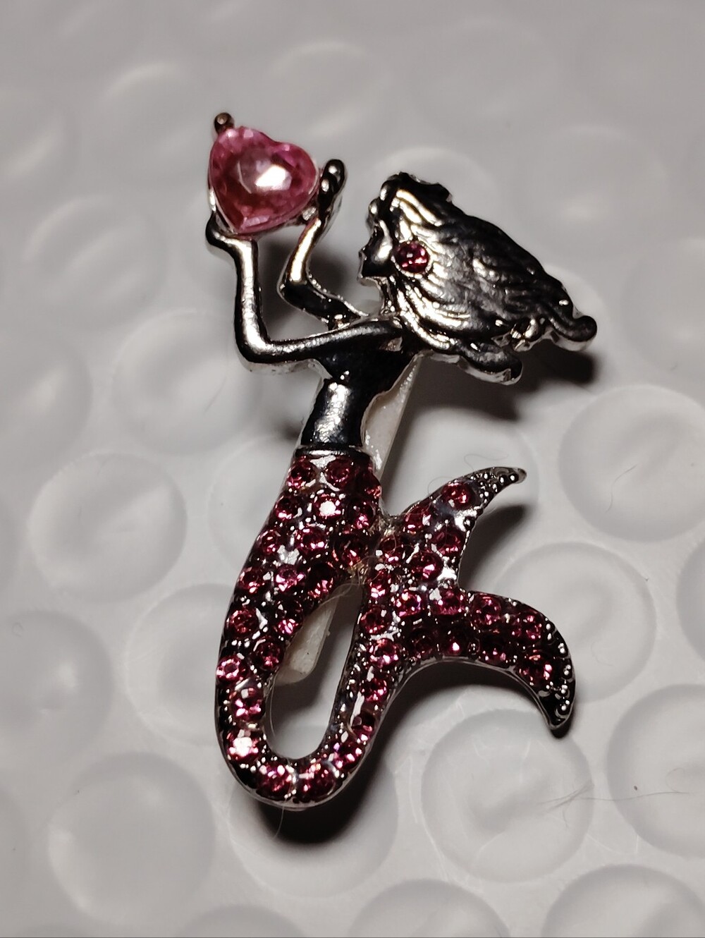 Pink Crystal Mermaid Brooch - Women's Sparkling Ocean Pin